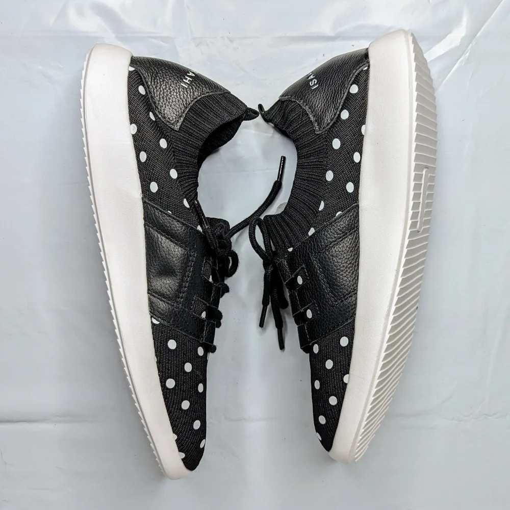 Isaac Mizrahi Shoes Isaac Mizrahi Reece Polka-Dot Lace-Up Knit Sneakers NO OFFER